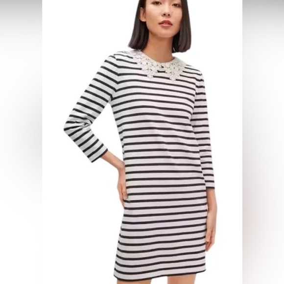 Kate Spade Striped Mini Dress with Embellished Collar - Picture 1 of 6